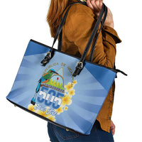 Personalized Nicaragua Independence Day Leather Tote Bag 505 Proud Guardabarranco Sacuanjoche - Wonder Print Shop