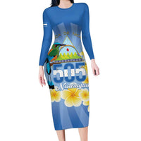 Personalized Nicaragua Independence Day Long Sleeve Bodycon Dress 505 Proud Guardabarranco Sacuanjoche - Wonder Print Shop