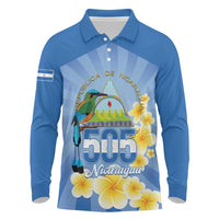Personalized Nicaragua Independence Day Long Sleeve Polo Shirt 505 Proud Guardabarranco Sacuanjoche - Wonder Print Shop
