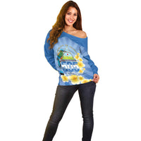 Personalized Nicaragua Independence Day Off Shoulder Sweater 505 Proud Guardabarranco Sacuanjoche - Wonder Print Shop