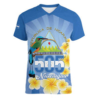 Personalized Nicaragua Independence Day Women V-Neck T-Shirt 505 Proud Guardabarranco Sacuanjoche - Wonder Print Shop