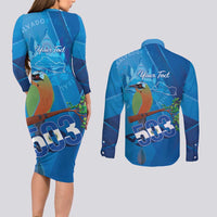 Personalized Que Viva El Salvador Couples Matching Long Sleeve Bodycon Dress and Long Sleeve Button Shirt Guardabarranco 503 Independence Day Proud - Wonder Print Shop