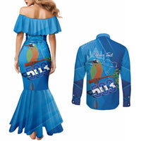 Personalized Que Viva El Salvador Couples Matching Mermaid Dress and Long Sleeve Button Shirt Guardabarranco 503 Independence Day Proud - Wonder Print Shop