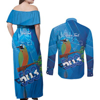 Personalized Que Viva El Salvador Couples Matching Off Shoulder Maxi Dress and Long Sleeve Button Shirt Guardabarranco 503 Independence Day Proud - Wonder Print Shop