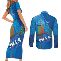 Personalized Que Viva El Salvador Couples Matching Short Sleeve Bodycon Dress and Long Sleeve Button Shirt Guardabarranco 503 Independence Day Proud - Wonder Print Shop