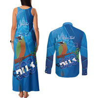 Personalized Que Viva El Salvador Couples Matching Tank Maxi Dress and Long Sleeve Button Shirt Guardabarranco 503 Independence Day Proud - Wonder Print Shop