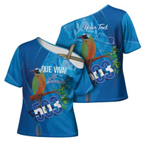 Personalized Que Viva El Salvador Cross Shoulder Shirt Guardabarranco 503 Independence Day Proud - Wonder Print Shop