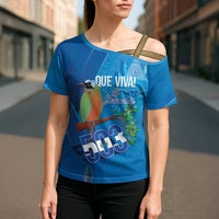 Personalized Que Viva El Salvador Cross Shoulder Shirt Guardabarranco 503 Independence Day Proud - Wonder Print Shop