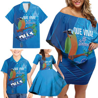 Personalized Que Viva El Salvador Family Matching Off Shoulder Short Dress and Hawaiian Shirt Guardabarranco 503 Independence Day Proud - Wonder Print Shop