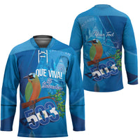 Personalized Que Viva El Salvador Hockey Jersey Guardabarranco 503 Independence Day Proud - Wonder Print Shop