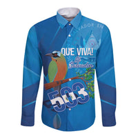 Personalized Que Viva El Salvador Long Sleeve Button Shirt Guardabarranco 503 Independence Day Proud - Wonder Print Shop