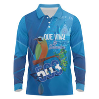 Personalized Que Viva El Salvador Long Sleeve Polo Shirt Guardabarranco 503 Independence Day Proud - Wonder Print Shop