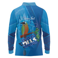 Personalized Que Viva El Salvador Long Sleeve Polo Shirt Guardabarranco 503 Independence Day Proud - Wonder Print Shop