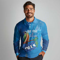 Personalized Que Viva El Salvador Long Sleeve Polo Shirt Guardabarranco 503 Independence Day Proud - Wonder Print Shop