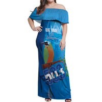 Personalized Que Viva El Salvador Off Shoulder Maxi Dress Guardabarranco 503 Independence Day Proud - Wonder Print Shop