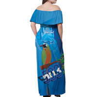 Personalized Que Viva El Salvador Off Shoulder Maxi Dress Guardabarranco 503 Independence Day Proud - Wonder Print Shop
