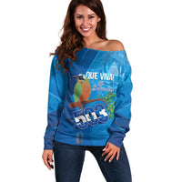Personalized Que Viva El Salvador Off Shoulder Sweater Guardabarranco 503 Independence Day Proud - Wonder Print Shop