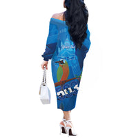 Personalized Que Viva El Salvador Off The Shoulder Long Sleeve Dress Guardabarranco 503 Independence Day Proud - Wonder Print Shop