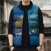Personalized Que Viva El Salvador Sleeveless Puffer Jacket Guardabarranco 503 Independence Day Proud - Wonder Print Shop