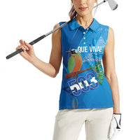 Personalized Que Viva El Salvador Women Sleeveless Polo Shirt Guardabarranco 503 Independence Day Proud - Wonder Print Shop