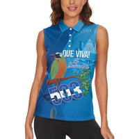 Personalized Que Viva El Salvador Women Sleeveless Polo Shirt Guardabarranco 503 Independence Day Proud - Wonder Print Shop