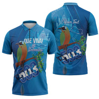 Personalized Que Viva El Salvador Zipper Polo Shirt Guardabarranco 503 Independence Day Proud - Wonder Print Shop