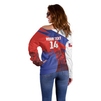 Custom Chile Rugby 2026 Off Shoulder Sweater Vamos Los Condores Red Version