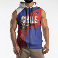 Custom Chile Rugby 2026 Sleeveless Zip Hoodie Vamos Los Condores Red Version