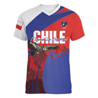 Custom Chile Rugby 2026 Women V-Neck T-Shirt Vamos Los Condores Red Version