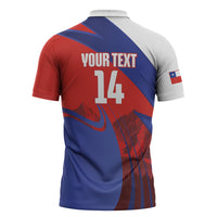 Custom Chile Rugby 2026 Zipper Polo Shirt Vamos Los Condores Red Version