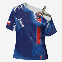 Custom Chile Rugby 2026 Cross Shoulder Shirt Vamos Los Condores Grunge Blue Version