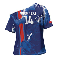 Custom Chile Rugby 2026 Cross Shoulder Shirt Vamos Los Condores Grunge Blue Version