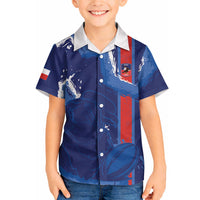 Custom Chile Rugby 2026 Hawaiian Shirt Vamos Los Condores Grunge Blue Version