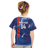 Custom Chile Rugby 2026 Kid T Shirt Vamos Los Condores Grunge Blue Version