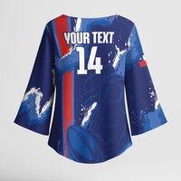 Custom Chile Rugby 2026 Kimono Sleeve Blouse Vamos Los Condores Grunge Blue Version