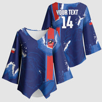 Custom Chile Rugby 2026 Kimono Sleeve Blouse Vamos Los Condores Grunge Blue Version