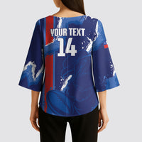 Custom Chile Rugby 2026 Kimono Sleeve Blouse Vamos Los Condores Grunge Blue Version