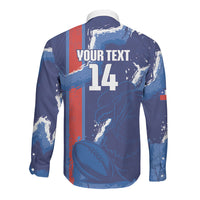 Custom Chile Rugby 2026 Long Sleeve Button Shirt Vamos Los Condores Grunge Blue Version