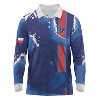 Custom Chile Rugby 2026 Long Sleeve Polo Shirt Vamos Los Condores Grunge Blue Version