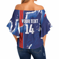 Custom Chile Rugby 2026 Off Shoulder Wrap Waist Top Vamos Los Condores Grunge Blue Version