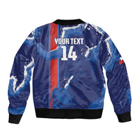 Custom Chile Rugby 2026 Sleeve Zip Bomber Jacket Vamos Los Condores Grunge Blue Version