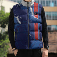 Custom Chile Rugby 2026 Sleeveless Puffer Jacket Vamos Los Condores Grunge Blue Version