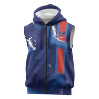 Custom Chile Rugby 2026 Sleeveless Zip Hoodie Vamos Los Condores Grunge Blue Version