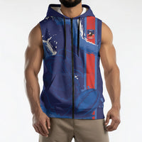 Custom Chile Rugby 2026 Sleeveless Zip Hoodie Vamos Los Condores Grunge Blue Version