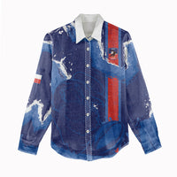Custom Chile Rugby 2026 Women Casual Shirt Vamos Los Condores Grunge Blue Version
