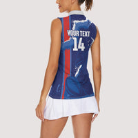 Custom Chile Rugby 2026 Women Sleeveless Polo Shirt Vamos Los Condores Grunge Blue Version