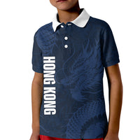 Custom Hong Kong Rugby 2026 Kid Polo Shirt Go Dragon Blue Version