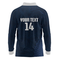 Custom Hong Kong Rugby 2026 Long Sleeve Polo Shirt Go Dragon Blue Version