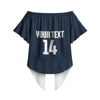 Custom Hong Kong Rugby 2026 Off Shoulder Wrap Waist Top Go Dragon Blue Version