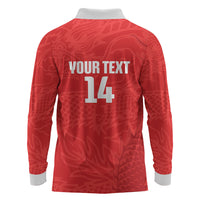 Custom Hong Kong Rugby 2026 Long Sleeve Polo Shirt Go Dragon Red Version